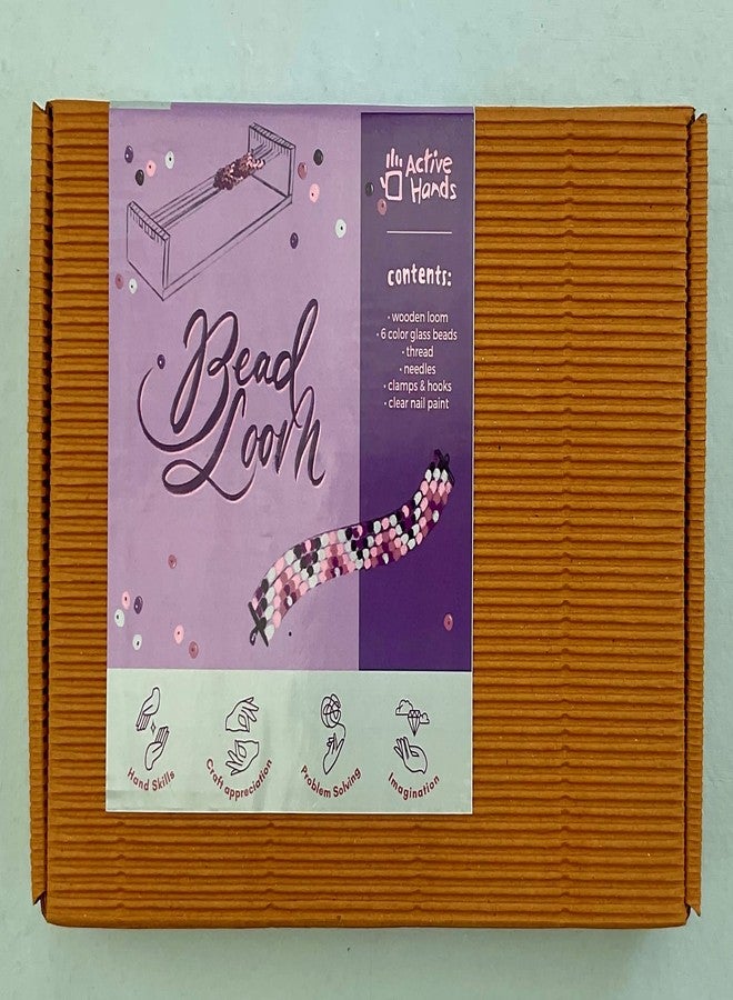 Active Hands DIY Bead Loom Craft Kit with Portable Wooden Loom, Fasteners, Yarn and Glass Beads - Image 2